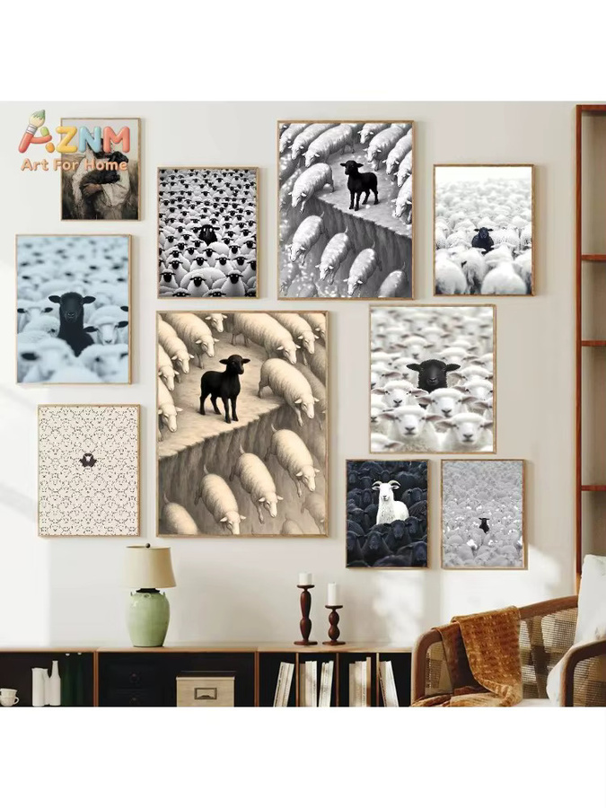 Kayou Kunstgemälde Schwarzes Schaf als moderner Papierdruck für deine Wanddekoration - Bild 7