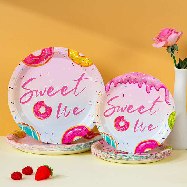 Einweg-Pappteller mit Donut-Motiv in Mehrfarbig, Durchmesser: 17,78 cm - Bild 1