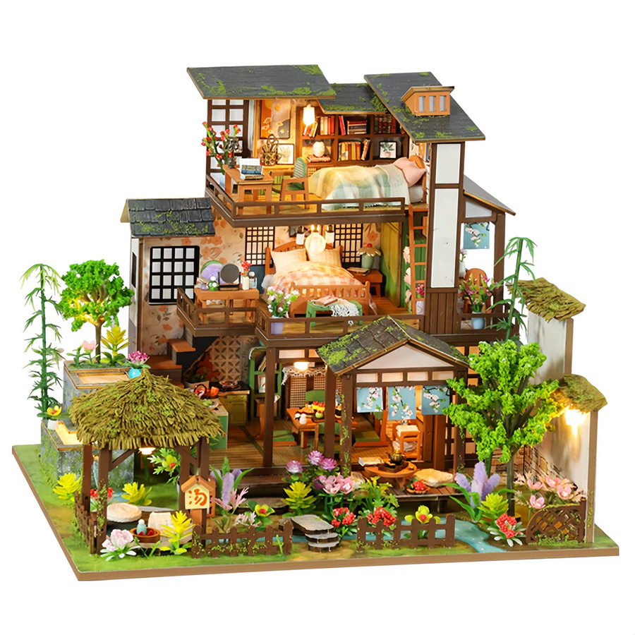 GSF DIY Holz-Bambus Frühlingshof Miniatur-Bausatz, Buchstütze - Bild 3