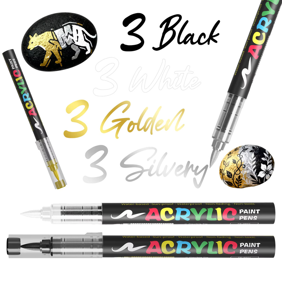 12er-Pack Flüssig-Acrylmarker Set in Gold und Silber für Kunstzeichnung und DIY-Bastelarbeiten - Bild 4