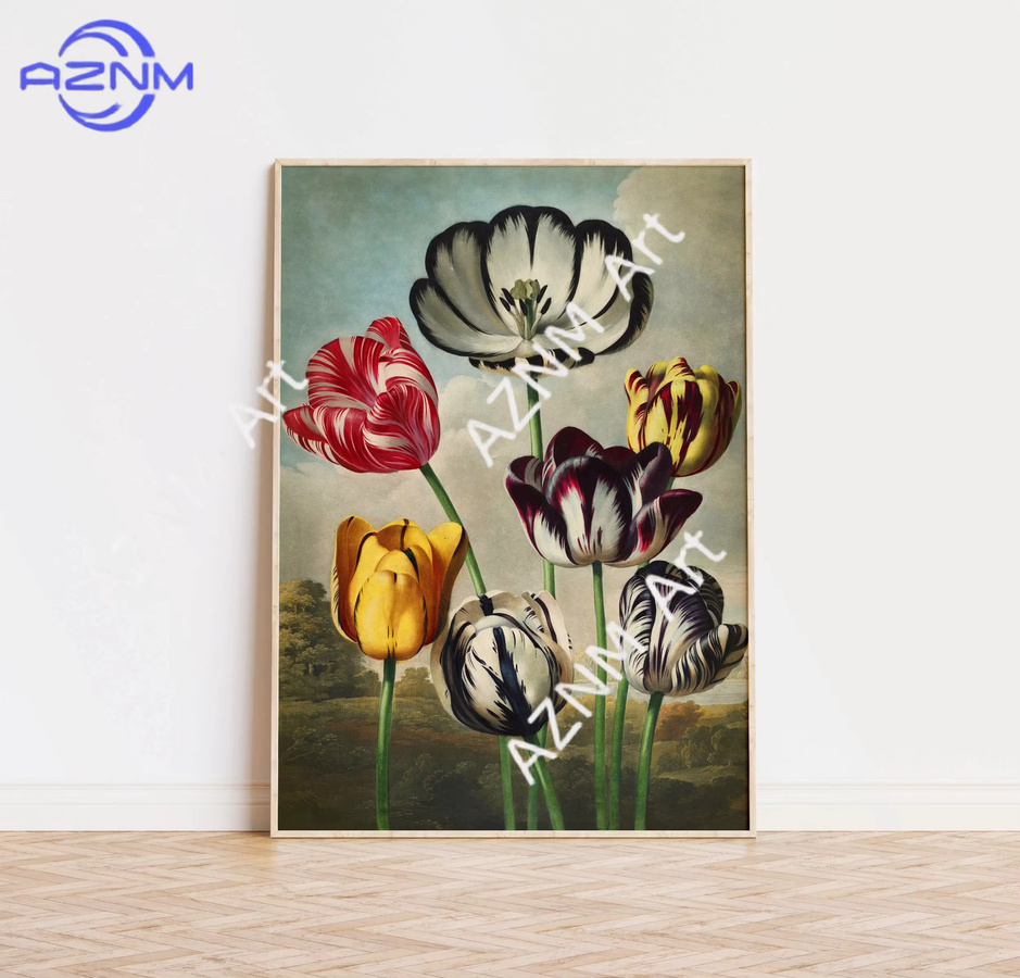 6-teiliges Set AZNM Vintage-Blumenkunstposter mit botanischen Drucken in Mehrfarbig - Bild 2