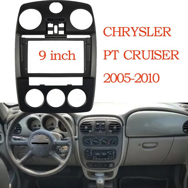 2 DIN Car Audio Blende für Chrysler PT Cruiser 2005–2010, passend für 9 Zoll große Bildschirme, Schwarz - Bild 1