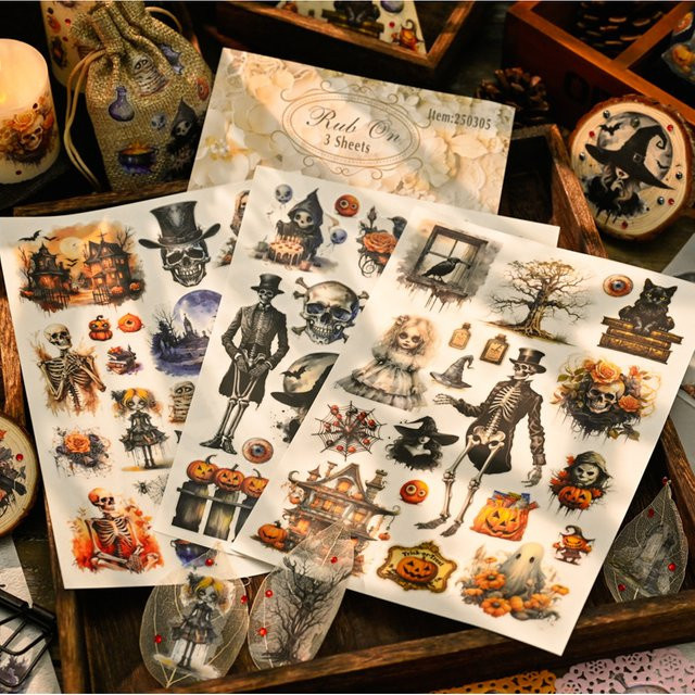 Hobbisland Halloween Rub-On Aufkleber für Scrapbooking und Junk Journal in Multicolour - Bild 1