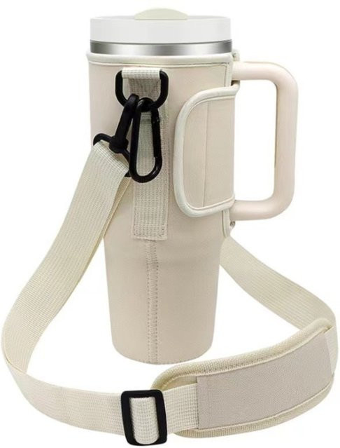 40ozCar Getränkehalter in Schwarz als tragbare Wasserflaschentasche mit verstellbarem Schultergurt und Strohhalmhalter für Outdoor-Reisen - Bild 1