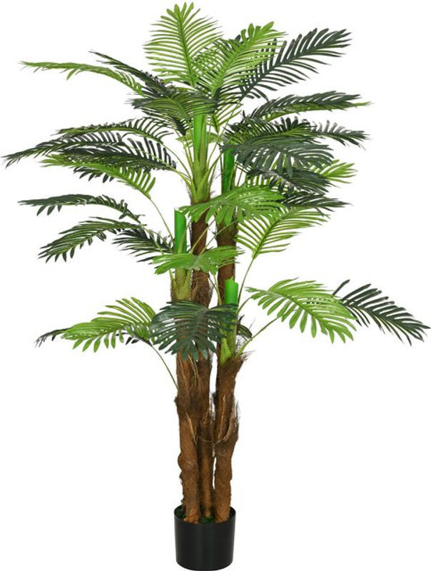 HOMCOM Künstliche Palme in Grün, 160 cm hohe Kunstpflanze mit Betontopf für Indoor und Outdoor - Bild 1