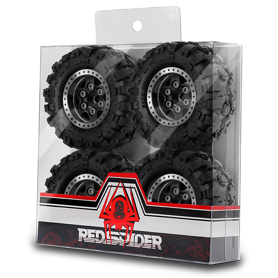 Red Spider Beadlock-Felgen- und Gummireifen-Set, 4-teiliges Set, 1,0-Zoll, 1:18 - Bild 2