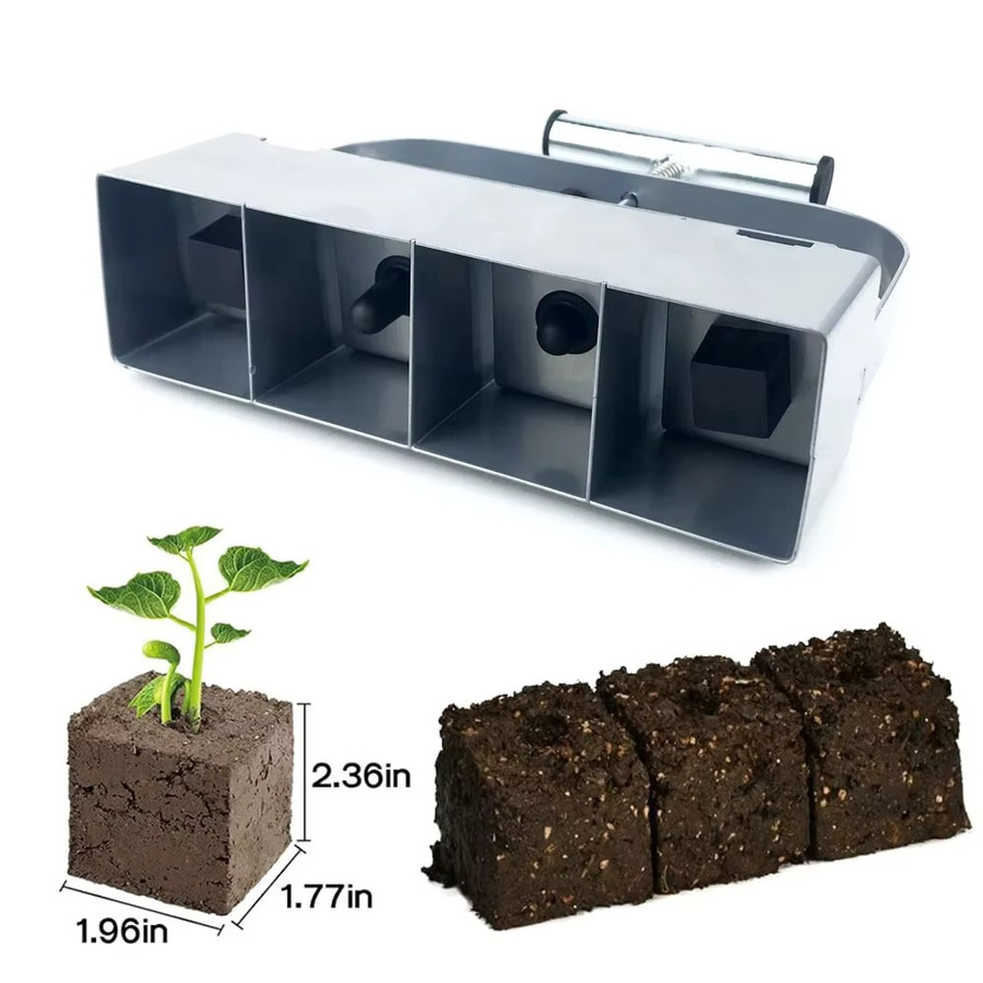 QDS Handheld-Bodenblockhersteller für Sämlinge in Silber, 5,1 cm Bodenblockierwerkzeug für den Garten und das Gewächshaus - Bild 3