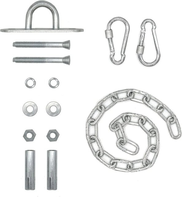 AMANKA Hängesessel Aufhängung mit Kette und Deckenhaken aus verzinktem Stahl in Silber/Grau, belastbar bis 230 kg - Bild 1