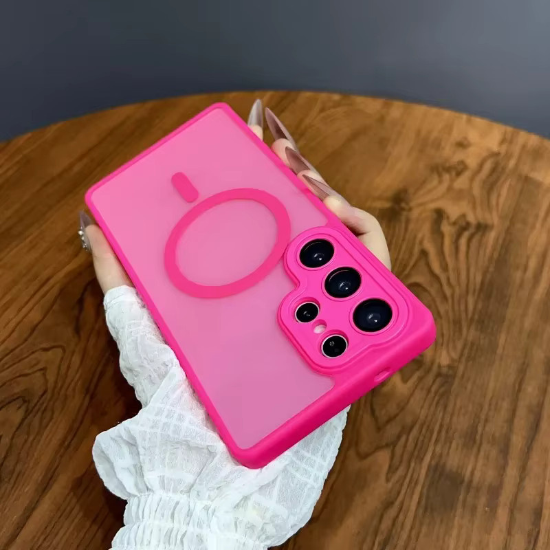 Transparente Stoßfeste Samsung Galaxy Hülle mit MagSafe Magnetischer Kabelloser Ladefunktion in Lila - Bild 2
