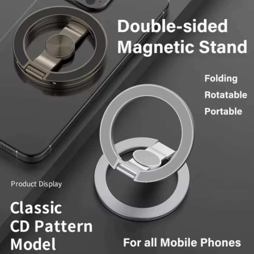 VIKEFON 2-in-1 Magnetischer Fingerring und Dekompressions-Gyro Smartphone-Halterung für iPhone, Schwarz - Bild 2