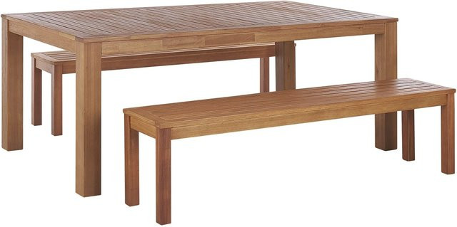 Beliani Gartentisch Set MONSANO in hellem Holzfarbton, B/T/H: 190 x 105 x 76 cm - Bild 1
