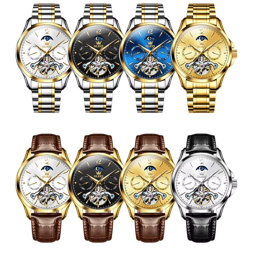 OLEVS Armbanduhr Automatik, Edelstahl, Blau, Herren - Bild 6