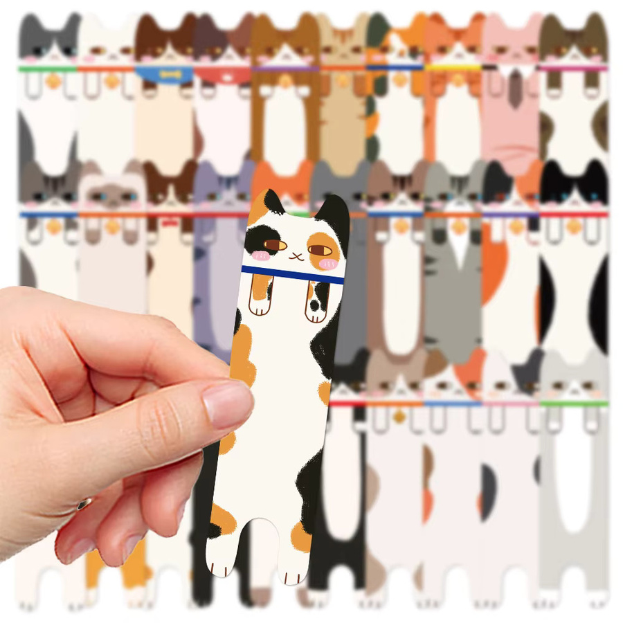 30 Stück dekorative Katzen Lesezeichen aus Papier mit doppelseitigem Muster in Multicolour für Schüler und Büro - Bild 2