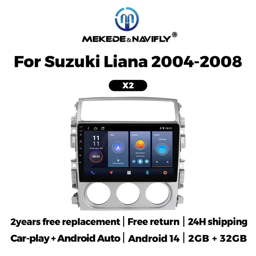 Navifly 2DIN Android 14 Autoradio mit CarPlay und Navigationssystem für Suzuki Liana 1 (2004-2008), Schwarz - Bild 4