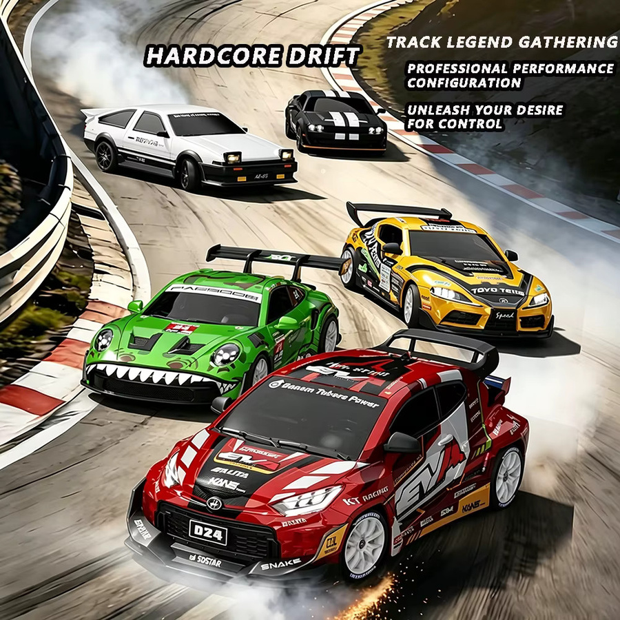 JIKEFUN D24 RC Drift-Auto, ferngesteuert, 1:24, mit Gyroskop, Allradantrieb, mit LED-Lichtern - Bild 3