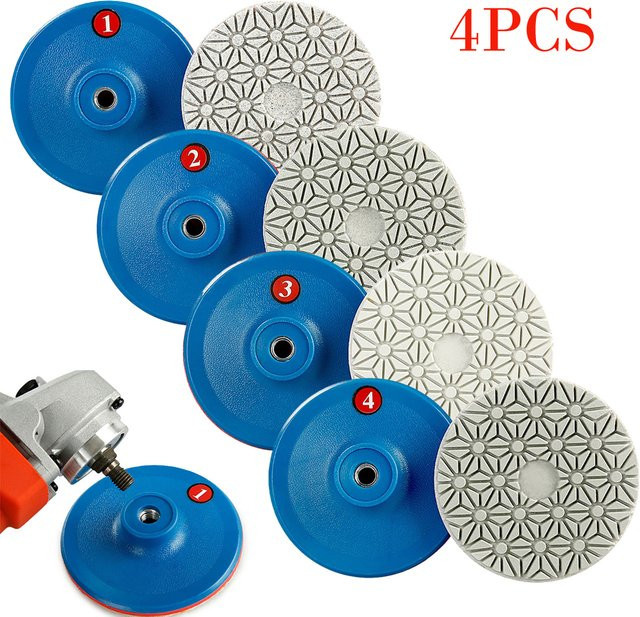 DAZZLEEX Schleifpads Set für Nass- und Trockenpolieren, 4 Zoll, Blau, 4 Stück - Bild 1