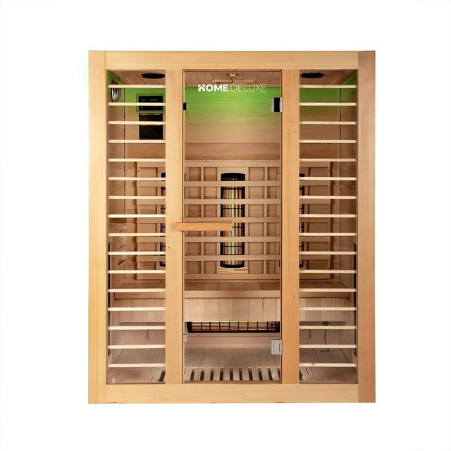 Home Deluxe Redsun L Deluxe Infrarotsauna für 3 Personen mit Fronteinstieg und Vollspektrumstrahlern aus Tannenholz in Beige, B/T/H: 190 x 153 x 110 cm - Bild 1