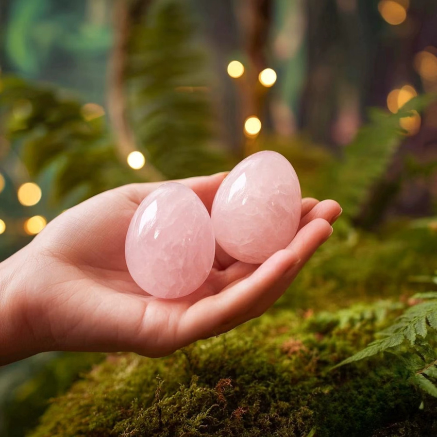 Handpolierter Rosenquarz-Edelstein in Pink von CrystalHola als abstrakte Schnitzerei für die Schmuckherstellung - Bild 4
