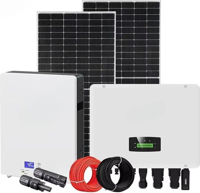 Industrielles Hybrid-Solarsystem-Kit mit Lithium-Ionen-Batterie und MPPT-Controller in Weiß - Bild 1