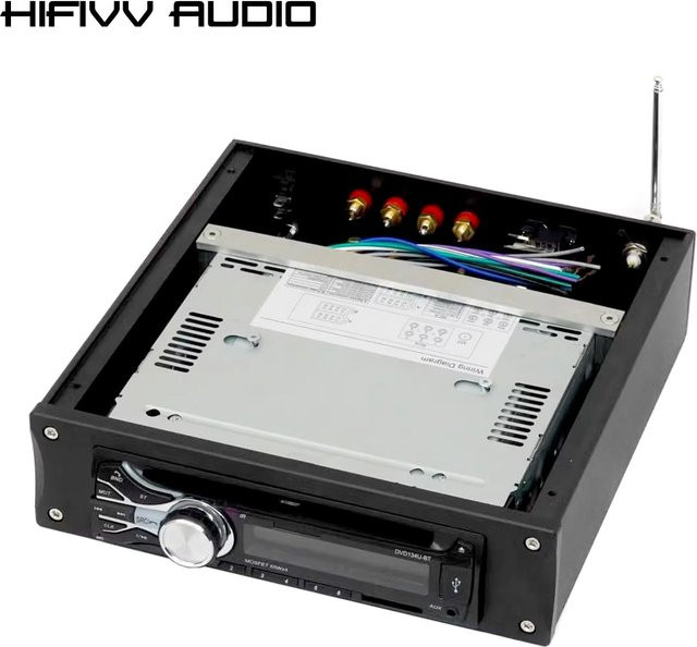 Kenwood Hifi DIY Aluminiumgehäuse in Schwarz als Ersatzgehäuse für Kfz-Leistungsverstärker und Heim-Verstärker, B/T/H: 23,0 x 23,0 x 6,2 cm - Bild 1