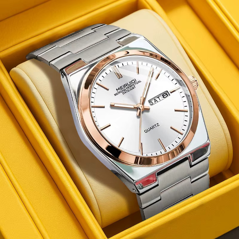 MEIRUIQI Armbanduhr, Edelstahl, Bicolor, Quarz, Herren - Bild 1