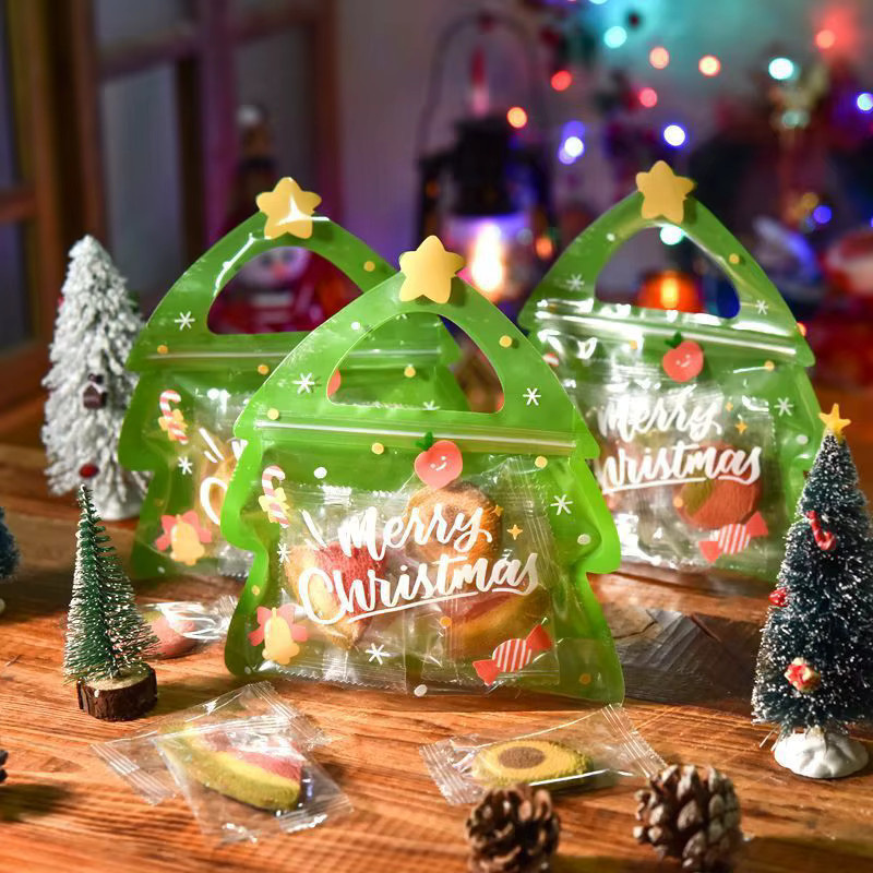 10 Stück wiederverwendbare Weihnachtsgeschenkbeutel und Halloween-Süßigkeitsverpackungen aus Kunststoff in Rot - Bild 5