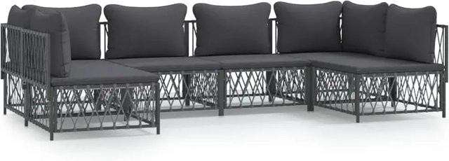 vidaXL 6-tlg Garten-Lounge-Set in Anthrazit mit Kissen aus Textilene und pulverbeschichtetem Stahl - Bild 1