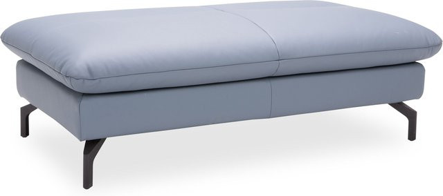 Hocker PACIFIC aus Echtleder mit Metallgestell in Grau oder Blau, B/T/H: 43 x 43 x 74 cm - Bild 1