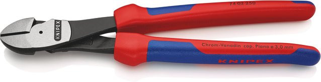 Knipex Kraft-Seitenschneider 74 02 250 aus Chrom-Vanadium-Stahl in Schwarz mit Mehrkomponenten-Griff, Länge: 25,0 cm - Bild 2