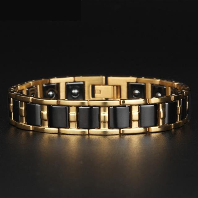 ANENJERY Bijouterie Armband, Edelstahl, Schwarz, Unisex, 21cm - Bild 1