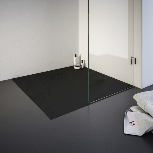 Schulte Duschwanne ExpressPlus quadratisch aus Mineralguss in Anthrazit Schwarz B/T: 90 x 90 cm - Bild 2