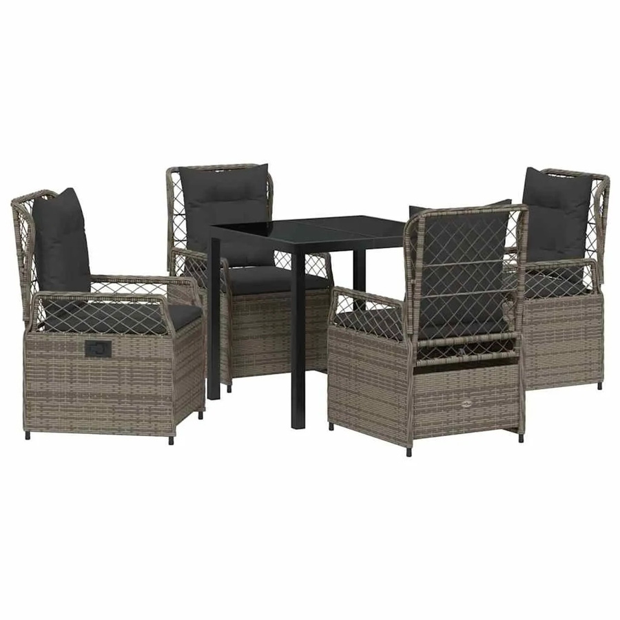 vidaXL Garten Essgruppe 5-teilig aus Poly-Rattan in Grau mit Stahlrahmen - Bild 2
