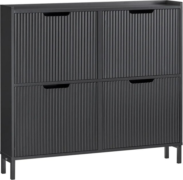 SoBuy Schuhkipper FSR177-L Schuhschrank in Schwarz mit 4 Klappen für Flur und Diele - Bild 6