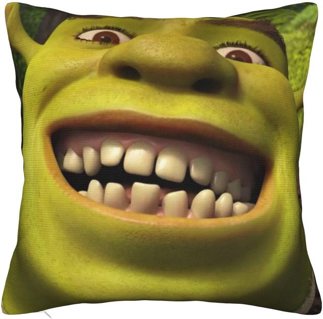 JMG Clothing Kissenbezug Shreks Lächeln aus Polyester in Grün, B/B: 45 x 45 cm und 30 x 30 cm - Bild 1