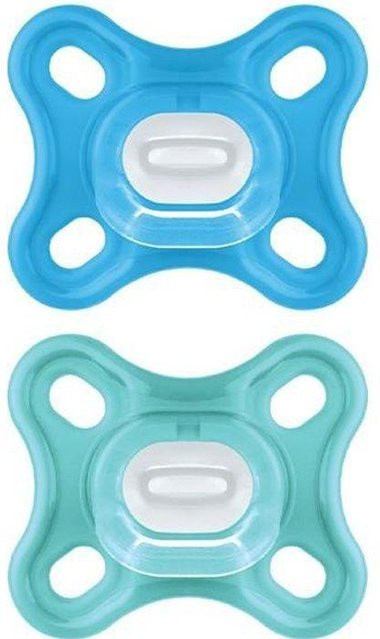 MAM Physiologischer Schnuller für Neugeborene aus Silikon – 2er-Pack – Blau/Grün - Bild 1