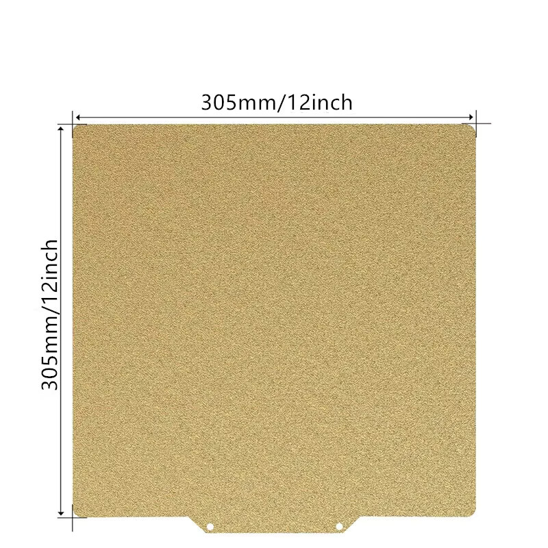 FLEXBED Magnetisches PEI Federstahlblech für Voron 2.4 300 und Trident 300 3D-Drucker, Doppelseitig Strukturiert und Glatt, Gold, B/T: 305 x 305 mm - Bild 1