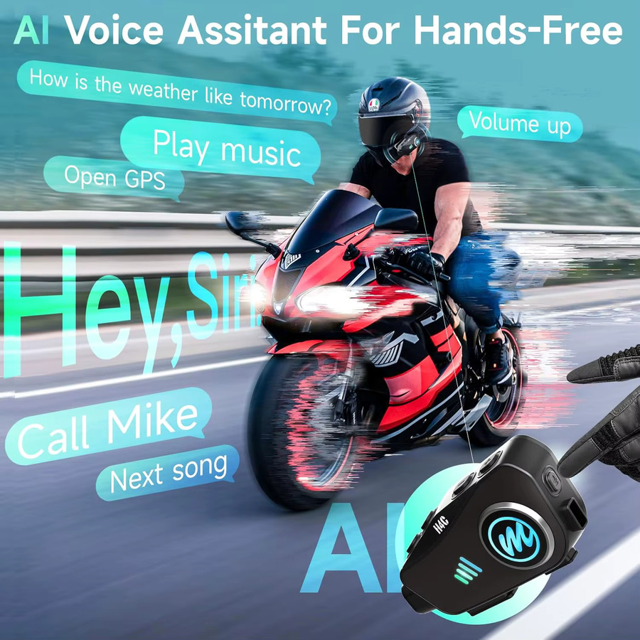 Moman H4C Motorradhelm-Headset mit 1080P Action-Kamera, 120 Grad Weitwinkel und 360 Grad Aufnahme, Schwarz - Bild 6
