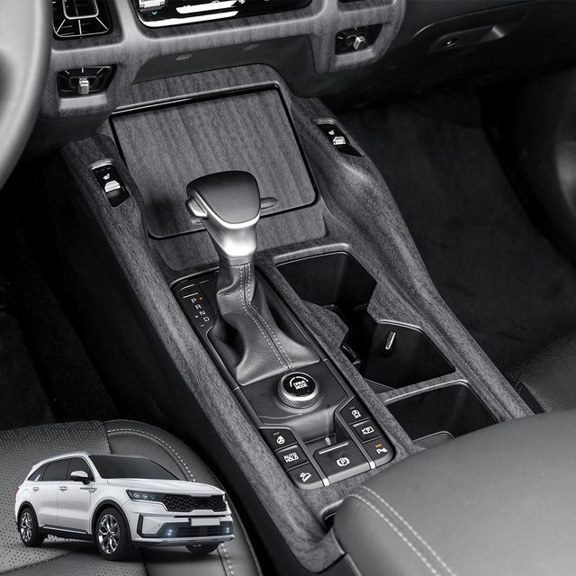 Carbonfaser Mittelkonsolen-Verkleidung für Kia Sorento MQ4 2021-2026 Innenraum-Zubehör in Schwarz von TYWZ - Bild 1