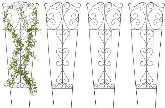 Relaxdays Rankgitter aus Stahl in Braun, 4er Set, wetterfest für den Garten, H: 115 cm, B: 38 cm, T: 0,5 cm - Bild 1