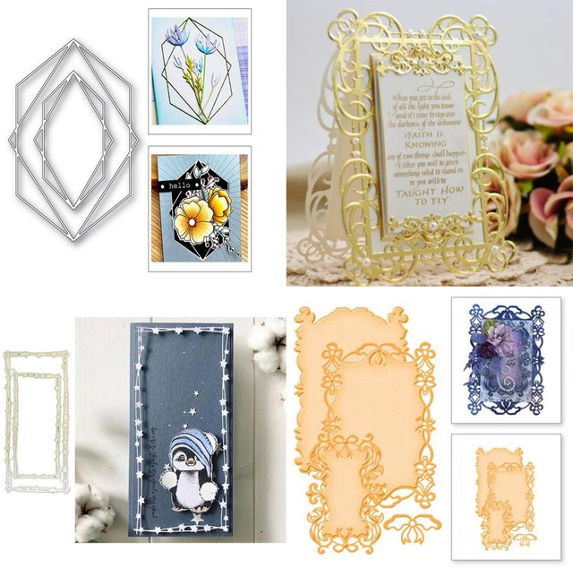 Metall Schneideform Rahmen Grenze in Silber für Papierhandwerk und Scrapbooking - Bild 1