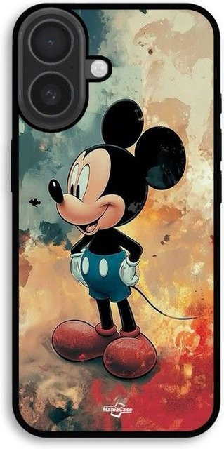 MANIACASE Handyhülle für iPhone 16 mit Mickey Motiv aus Silikon TPU in Schwarz und Multicolour - Bild 1