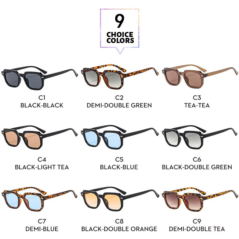 Samjune Sechseckige Sonnenbrille, Vollrand, Unisex, blau - Bild 2