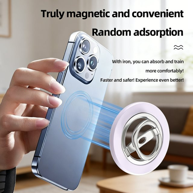 WSSHE Magnetischer Handy-Fingerring-Halter mit 360 Grad Drehung und MagSafe Kickstand in Pink für iPhone 14 15 16 17 Pro - Bild 1