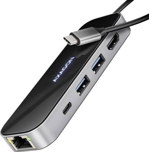 AXAGON USB-C Dockingstation HMC-6GLN USB-Hub mit 2x USB-A, 1x USB-C, 1x HDMI 2.0, RJ45 und 100 W Power Delivery in Schwarz - Bild 1