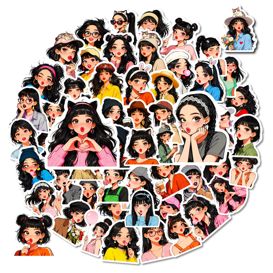 Set mit Pouty Lippen Doodle Aufklebern für DIY Dekoration, Multicolor, 56 bis 112 Stück - Bild 2