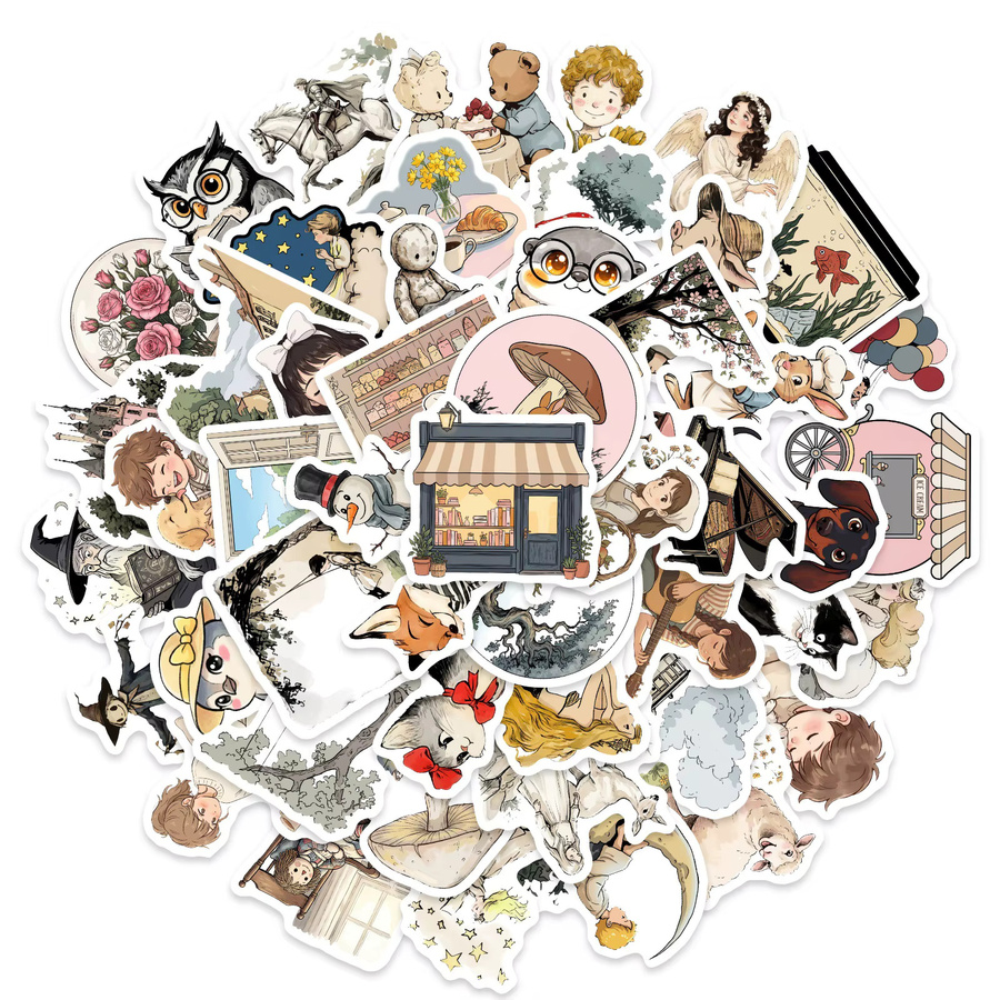 50 Stück Märchen-Serien-Aufkleber im Comic-Stil für Handy, Laptop und Scrapbook, Mehrfarbig - Bild 2