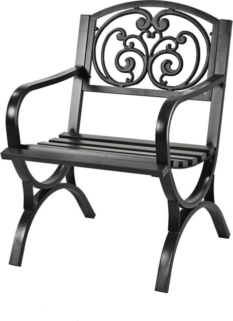 Relaxdays Gartenstuhl aus Metall in Schwarz im Vintage-Look mit Armlehnen, H x B x T: 85,5 x 60 x 56 cm - Bild 1