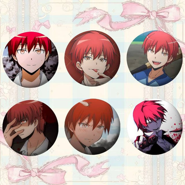 Brosche Anime Cartoon Karma Akabane, Rund, Unisex - Bild 1