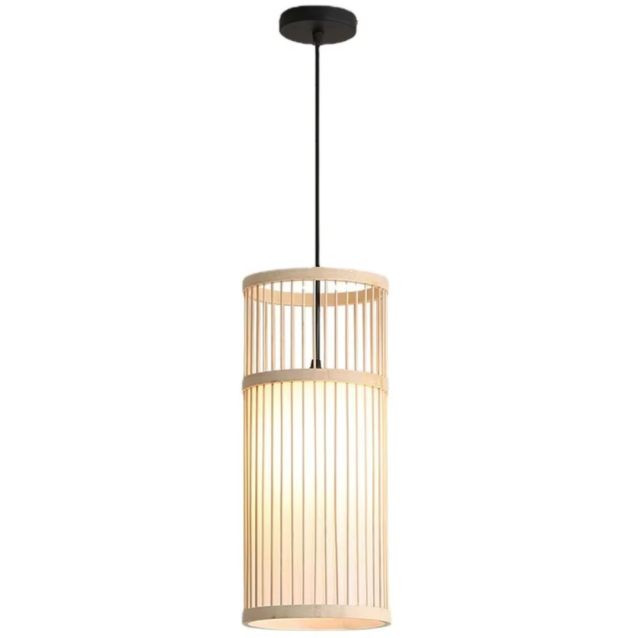 JOYINLED Handgewebter Bambus-Kronleuchter im orientalischen Stil, Pendelleuchte für Wohnzimmer und Schlafzimmer, E27, B: 18 cm, H: 42 cm - Bild 3