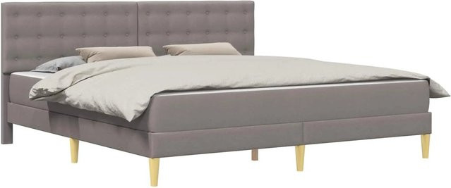 vidaXL Bettgestell mit Matratze und Kopfteil in Taupe, B/T/H: 200 x 200 x 204 cm, Stoffbezug - Bild 1
